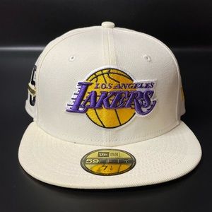 Los Angeles New Era Lakers 59FIFTY Fitted Hat Off White 75 Year Patch